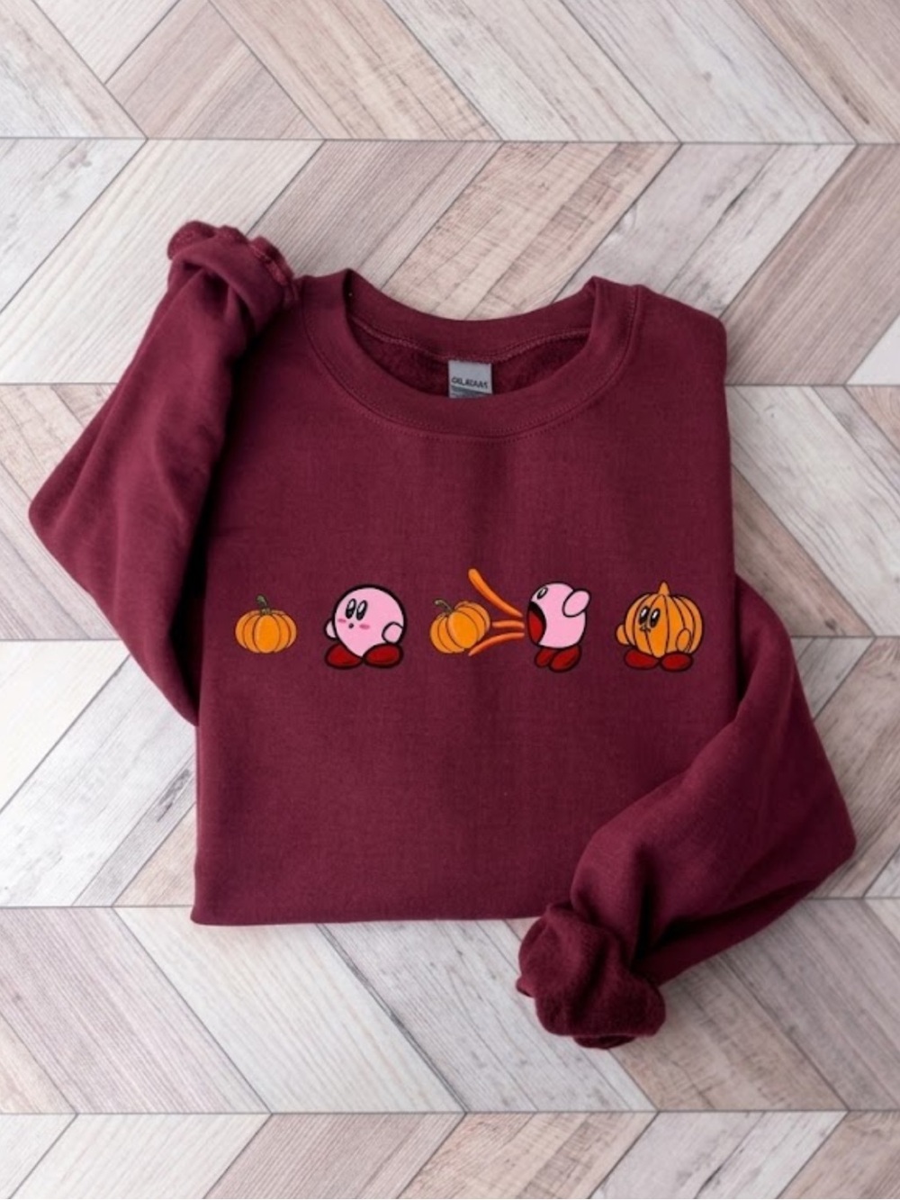 Gildan Maroon Pumpkin Kirby Graphic Sweatshirt